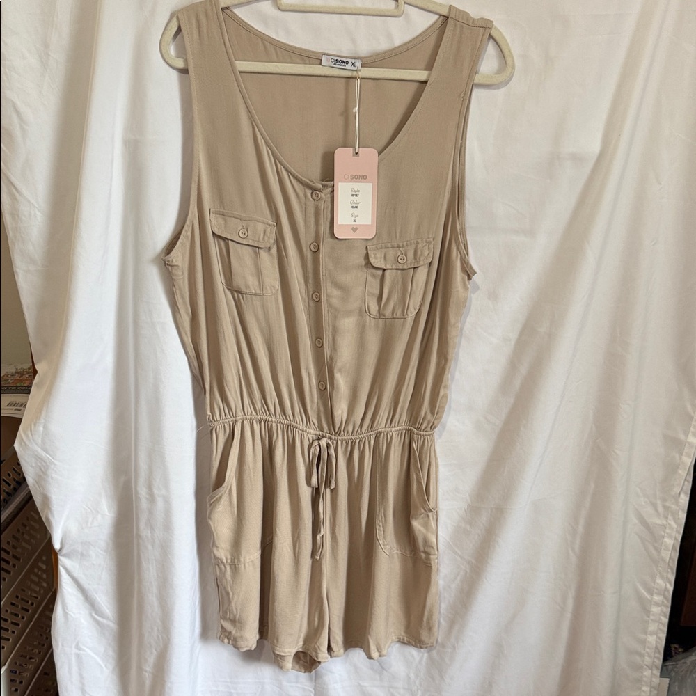 Ci Sono Beige Sleeveless Romper